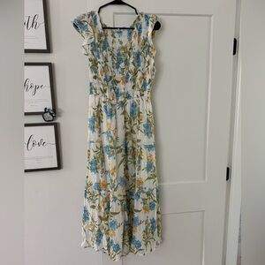 Floral Maxi Dress with Ruffle Sleeves